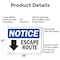 Signmission Escape Route (Down Arrow), 18 in W x Rectangle, Aluminum OS-2PACK-NS-A-1218-L-12134 - alternate 8